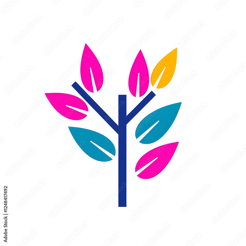 Naklejka premium Colorful Abstract Design of a Stylized Tree with Vibrant Leaves