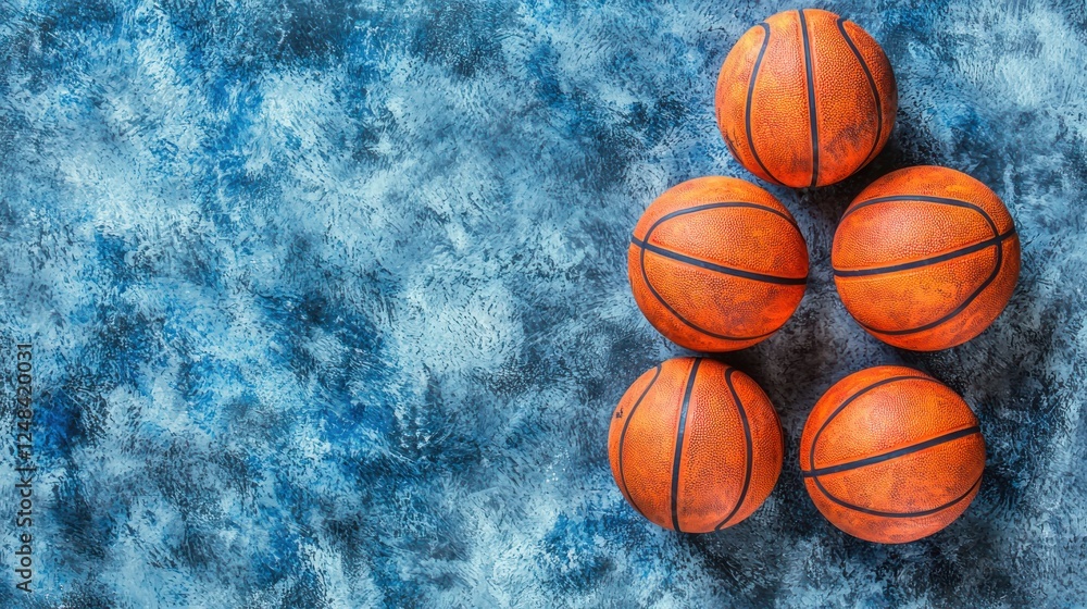 Basketball arranged on textured surface Basketball arranged on textured surface