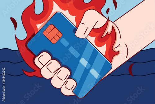 A detailed illustration of a hand confidently holding a credit card, showcasing elegant design and subtle lighting.  Focus on the hand and card interaction.