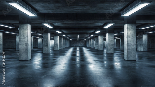 Fototapeta Naklejka Na Ścianę i Meble -  dark concrete cellar basement underground hall 3d render illustration