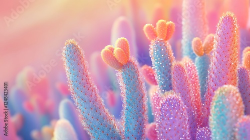 Colorful cactus with detailed texture and softly blurred background wallpaper