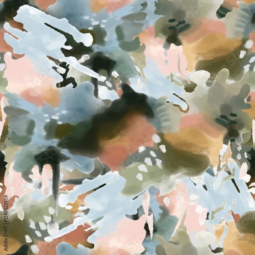 Seamless abstract Colorful Paint Splash Brush Pattern fit for fabric, stationery or home decor