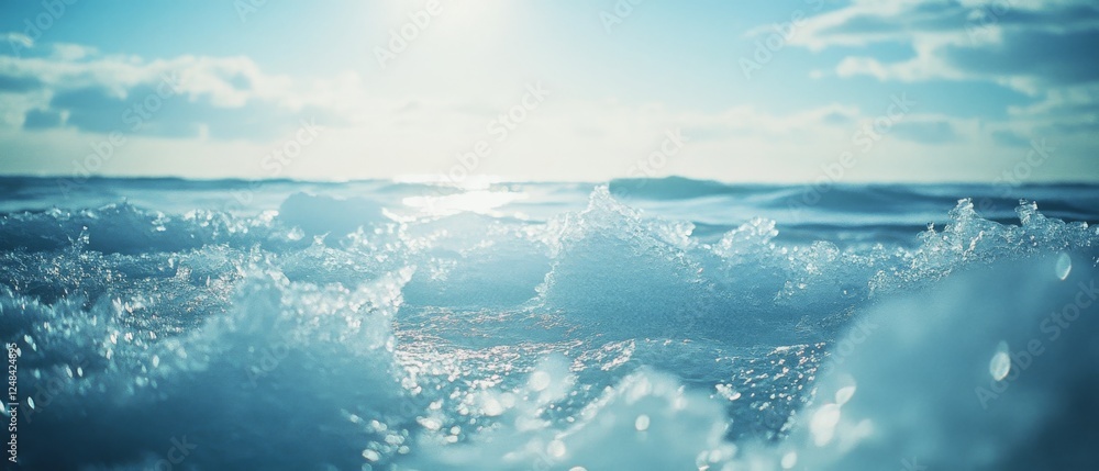 Bright ocean waves sparkle under the sunshine, capturing a moment of pure marine splendor. Bright ocean waves sparkle under the sunshine, capturing a moment of pure marine splendor.
