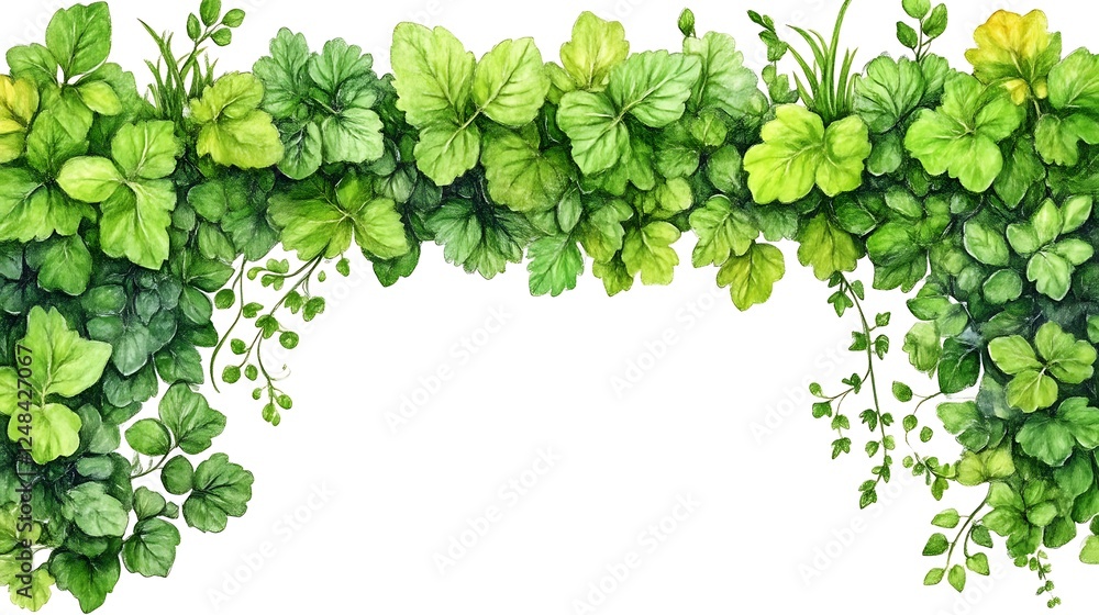 Fototapeta premium Lush Green Foliage Creates A Natural Border Frame