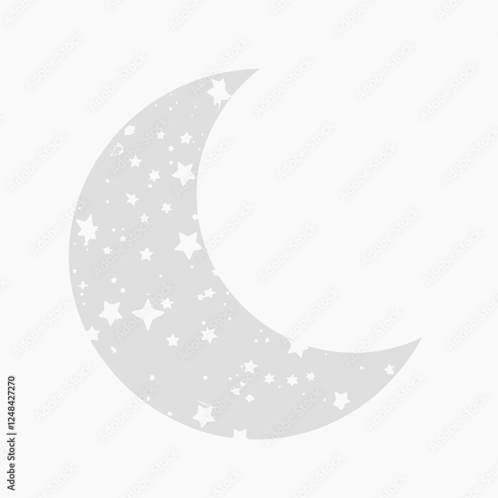Waxing crescent moon vector on white background Waxing crescent moon vector on white background