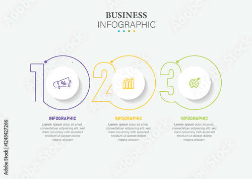 Timeline infographic design element and number options. Business concept with 3 steps. Can be used for workflow layout, diagram, annual report, web design. Vector business template for presentation.