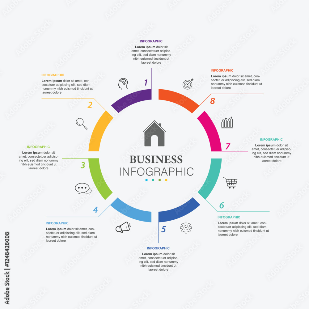 Fototapeta premium Circular infographic template with 8 options