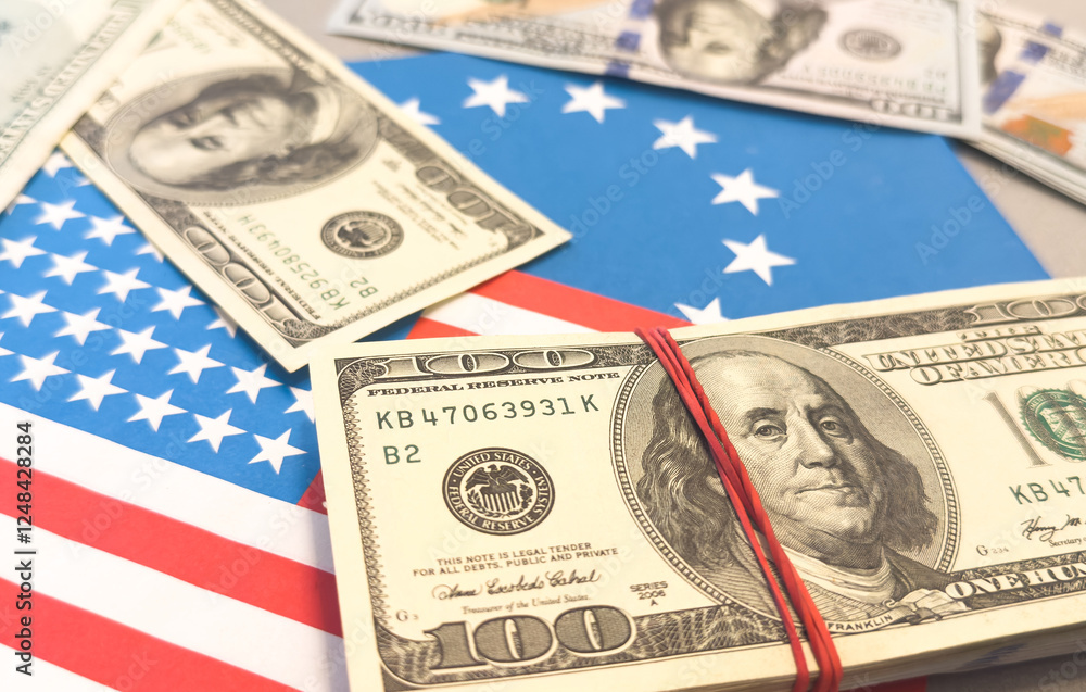 USA and Euro flag, symbol of economic tariffs trade war and tax barrier between United States of America and Euro zone. USA and Euro flag, symbol of economic tariffs trade war and tax barrier between United States of America and Euro zone.