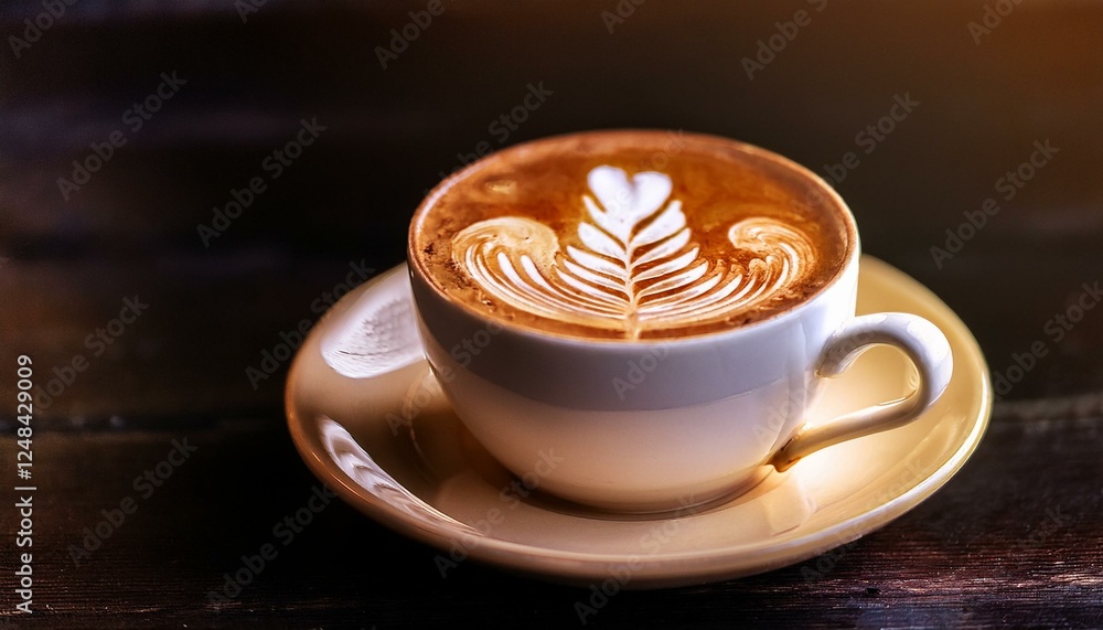 An artistic macro shot of a cappuccino with delicate latte art in the shape of a tulip. The soft foam and smooth design capture the elegance and craftsmanship of the perfect coffee. An artistic macro shot of a cappuccino with delicate latte art in the shape of a tulip. The soft foam and smooth design capture the elegance and craftsmanship of the perfect coffee.