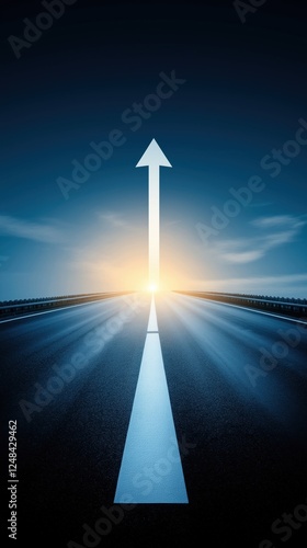 A forward-looking road scene with a bright horizon, symbolizing journey, direction, and new beginnings under a serene blue sky.