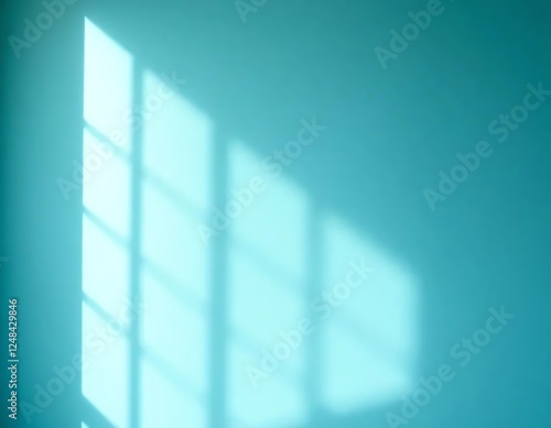 an image of a room with a window and a blue wall, there is a blue wall with a window and a white chair photo