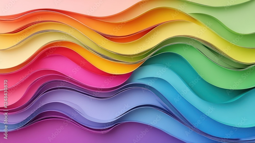 Colorful layered paper waves abstract design Colorful layered paper waves abstract design
