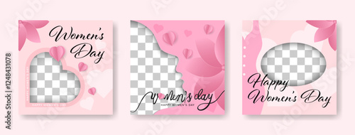 Set of international women's day social media templates. Women's Day poster for greeting banner.