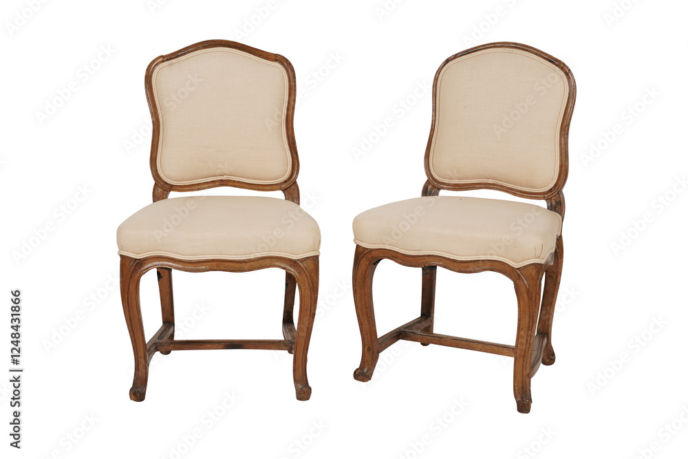 Naklejka premium old wooden chair on white background on transparent background