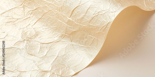 crumpled Paper texture background,modern beige and gold colour tone,Banner copy background