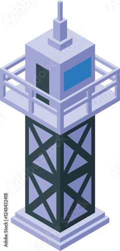 Airport control tower guiding airplane traffic landing and takeoff