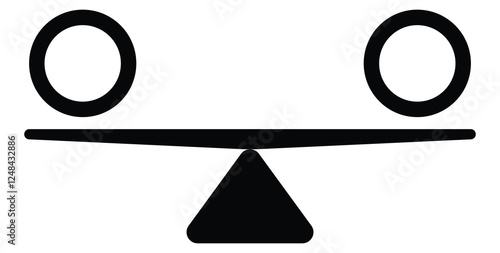 Seesaw balance. Equal and unequal weight, balanced and unbalanced. Simply illustrated seesaw icons.  vector illustration 