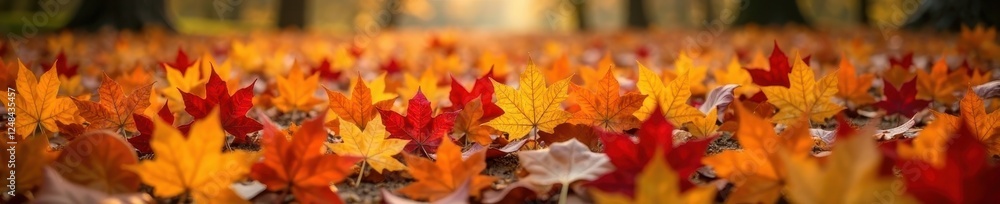 Crisp, fallen maple leaves blanket the ground , scenery, groundcover, golden Crisp, fallen maple leaves blanket the ground , scenery, groundcover, golden
