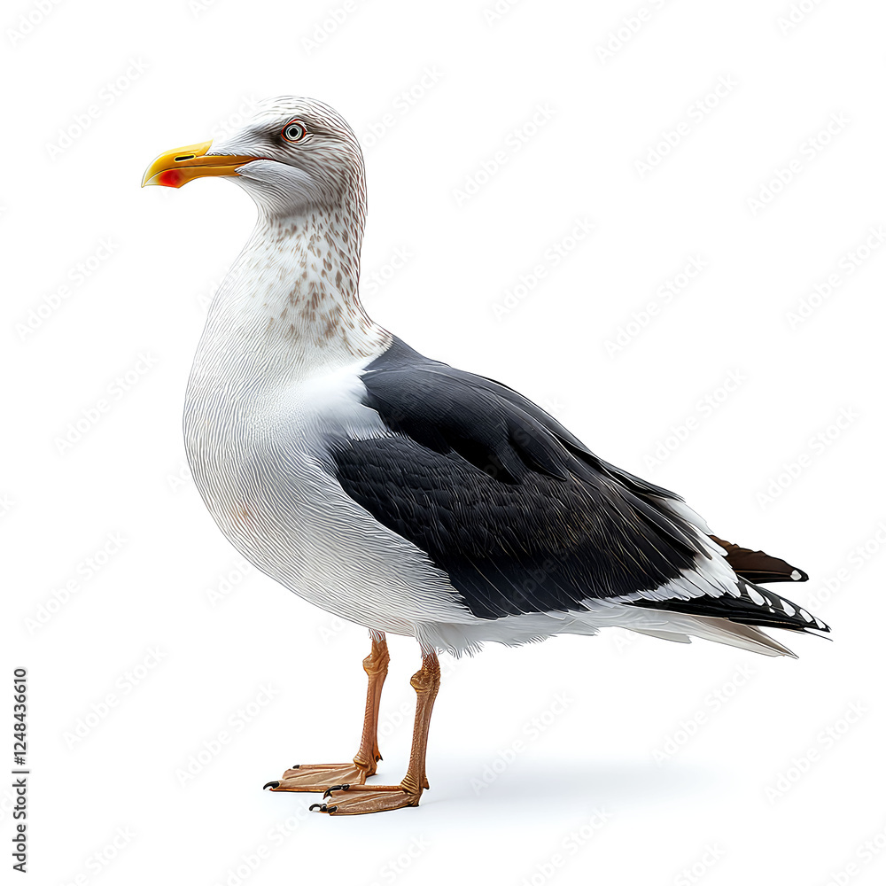 Fototapeta premium Majestic Black-legged Gull: A Stunning Portrait of Coastal Avian Wildlife