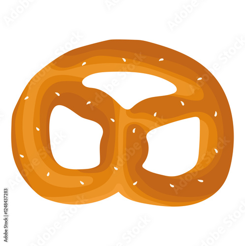 Soft Pretzel Snack with Sesame Seed Illustration Isolated on White Background