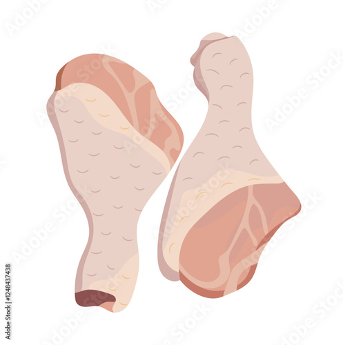 Raw Chicken Leg or Drumstick Illustration Isolated on White Background