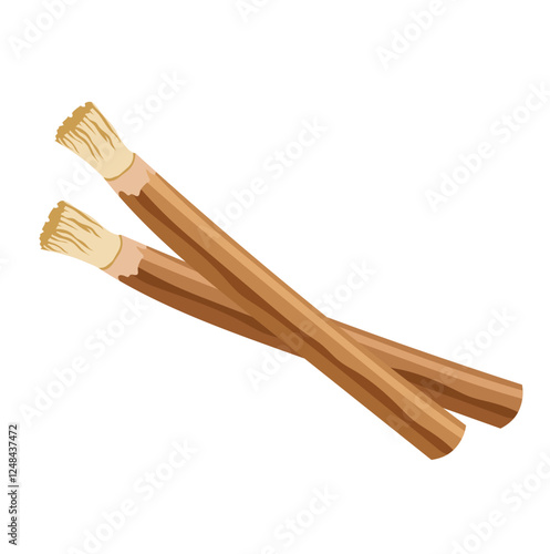 Miswak or Siwak Natural Toothbrush Illustration Isolated on White Background