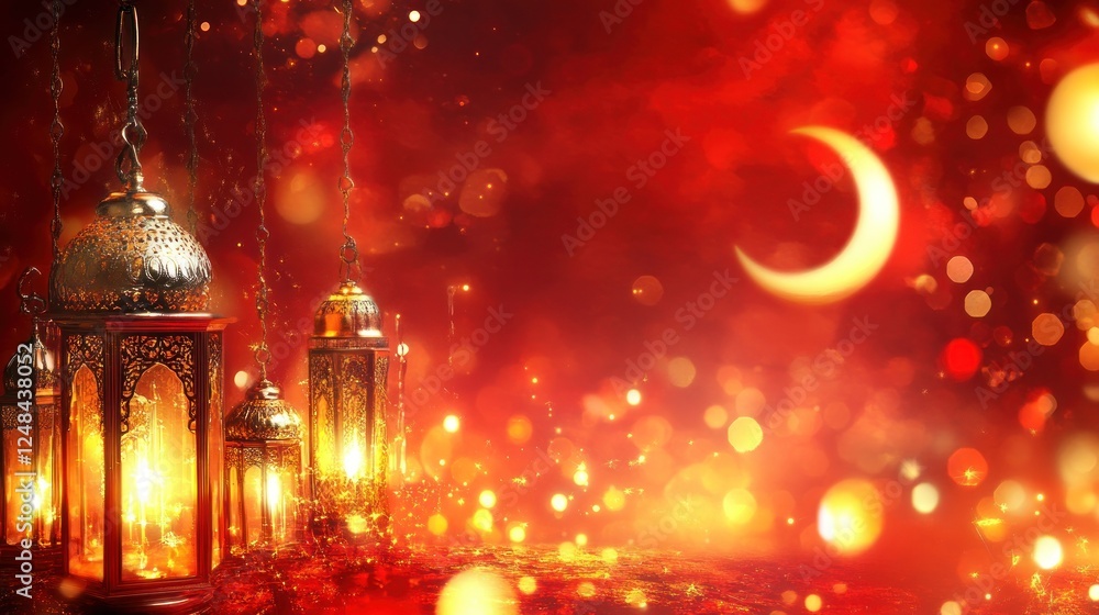 Illuminated Ramadan Lanterns Festive Background Decor Illuminated Ramadan Lanterns Festive Background Decor