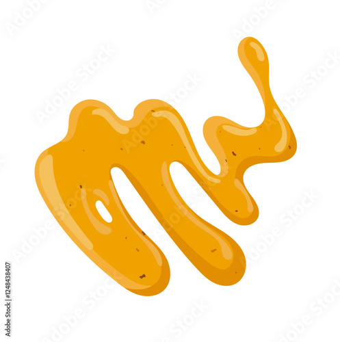 Mustard Sauce Splashed Illustration Isolated on White Background