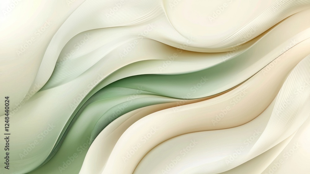 Obraz premium Abstract Waves of Cream and Sage Green
