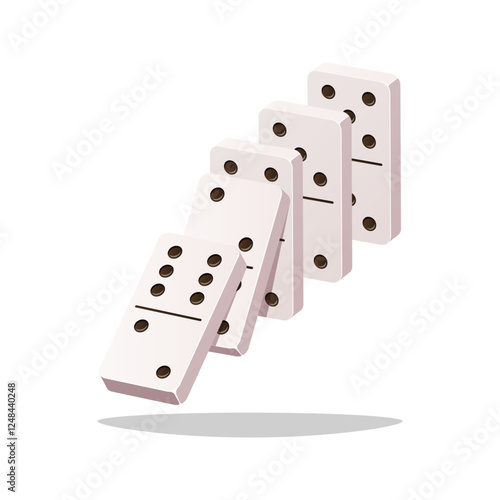 Fallen domino vector isolated on white background.