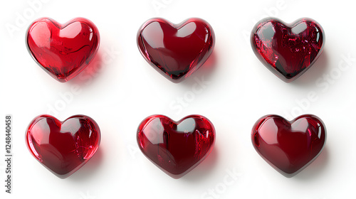 3d heart design element set, white background 