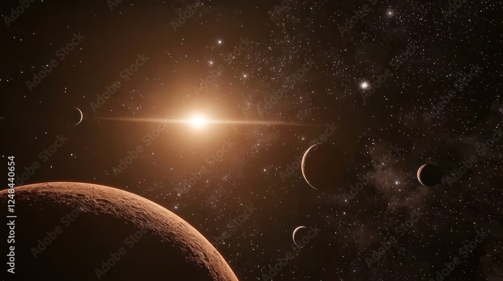 Obraz premium Cosmic Dance: A Planetary System's Majestic Harmony