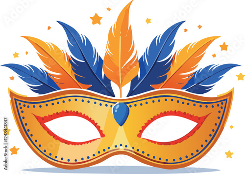 Grand masquerade mask with festive elements, perfect for elegant balls and cultural events.