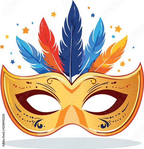 Luxurious Venetian-style mask with artistic patterns and festive embellishments. The perfect touch for any masquerade event, grand ball, or performance.