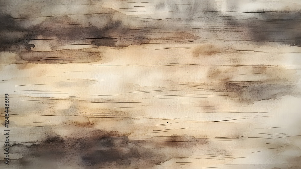 Fototapeta premium Watercolor painting depicts a birch tree bark texture