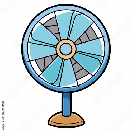 Wall Fan icon in blue and gray colors with angled blades