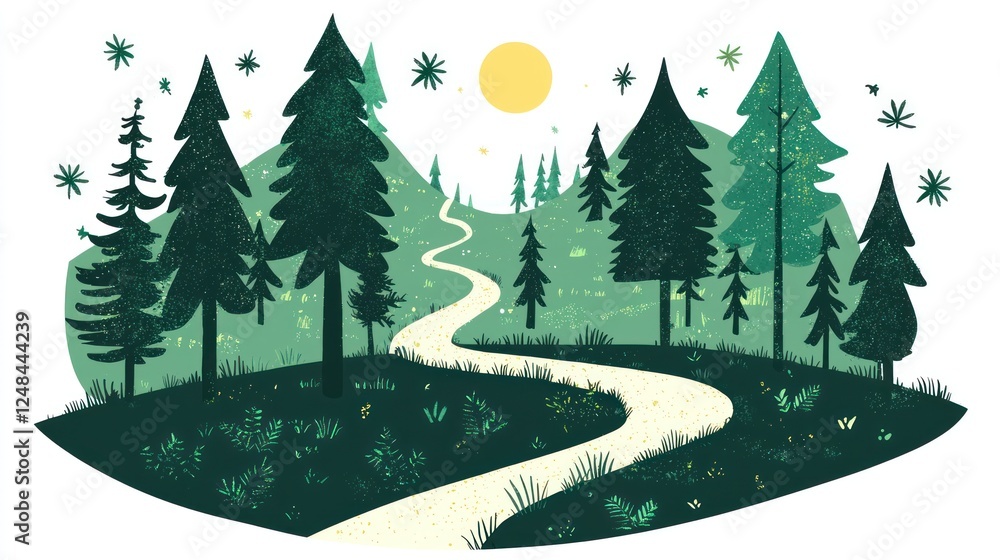 Fototapeta premium Winding Path Through a Serene Forest Landscape
