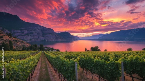 okanagan valley vineyard sunset