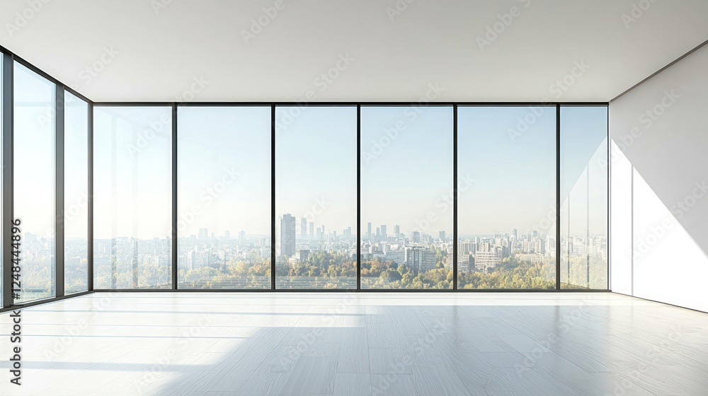 Fototapeta premium Modern Minimalist Office with Panoramic City View