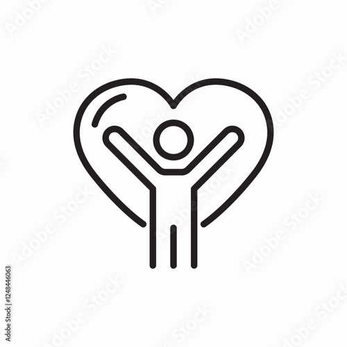 Heart wellness person icon vector sign