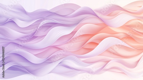 Abstract Pastel Wave Background: Serene Lavender and Peach Hues