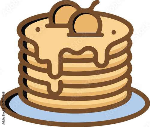 Delicious Pancakes with Syrup and Butter – Breakfast Food Illustration