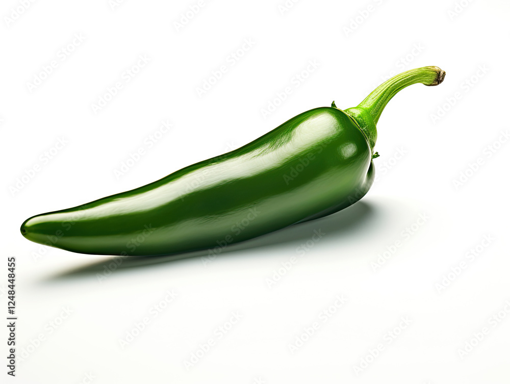 Vibrant Green Jalape?o Pepper on White Background Vibrant Green Jalape?o Pepper on White Background