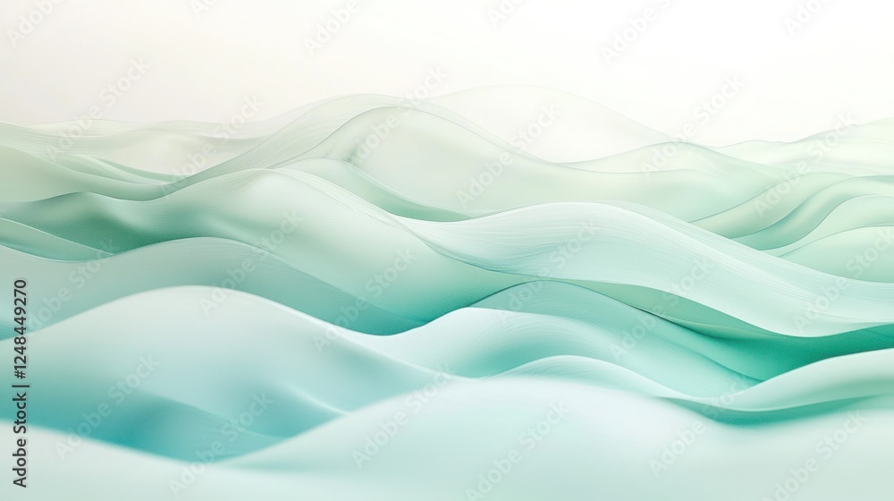Obraz premium Abstract Teal Waves: A Serene Digital Landscape
