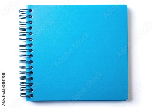 Blank Spiral Notebook on White Background with Blue Tones
