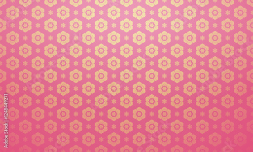 Luxury Thai pattern background vector illustration. Lai Thai floral element pattern. Pink and gold theme