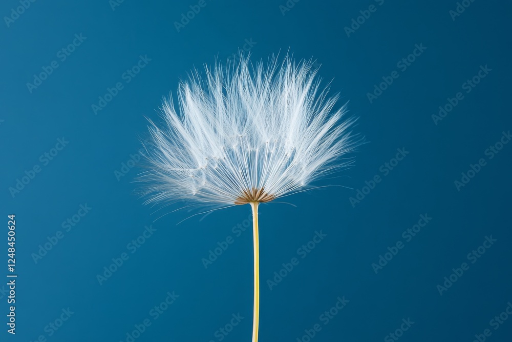Fototapeta premium Soft dandelion with delicate white seeds against a blue sky