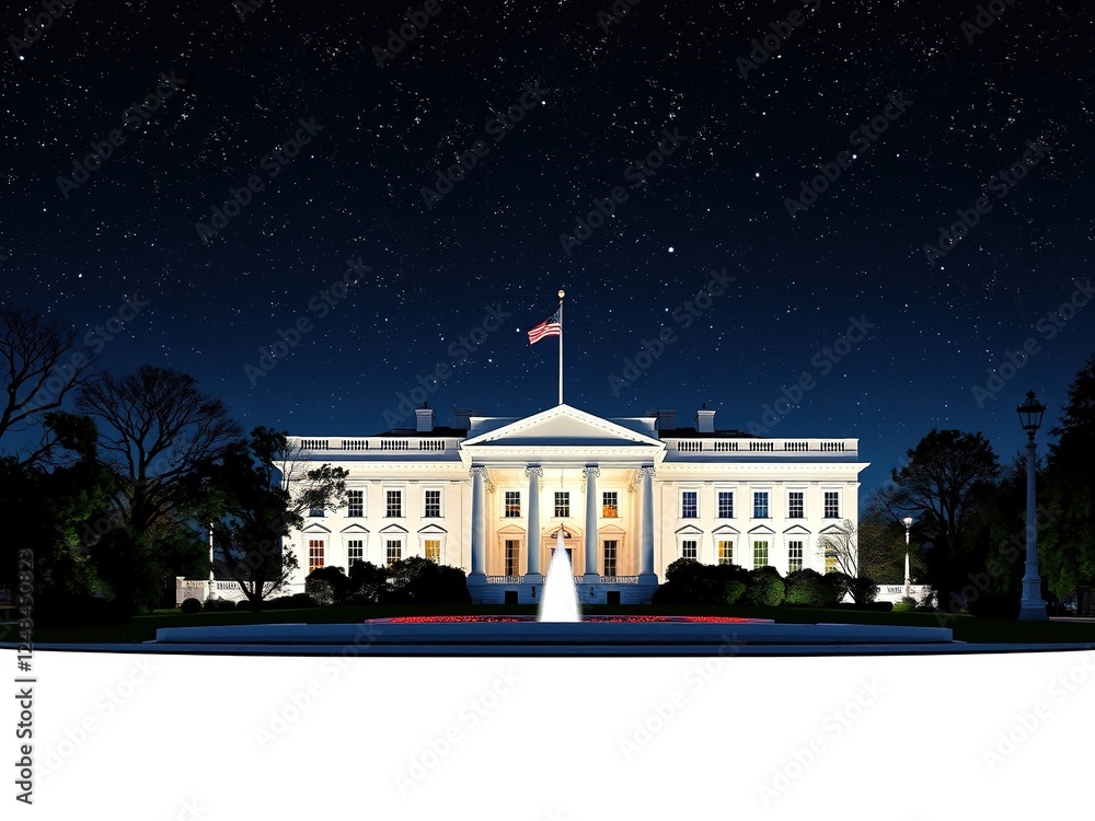 Naklejka premium Celestial Tapestry Adorns Nighttime White House
