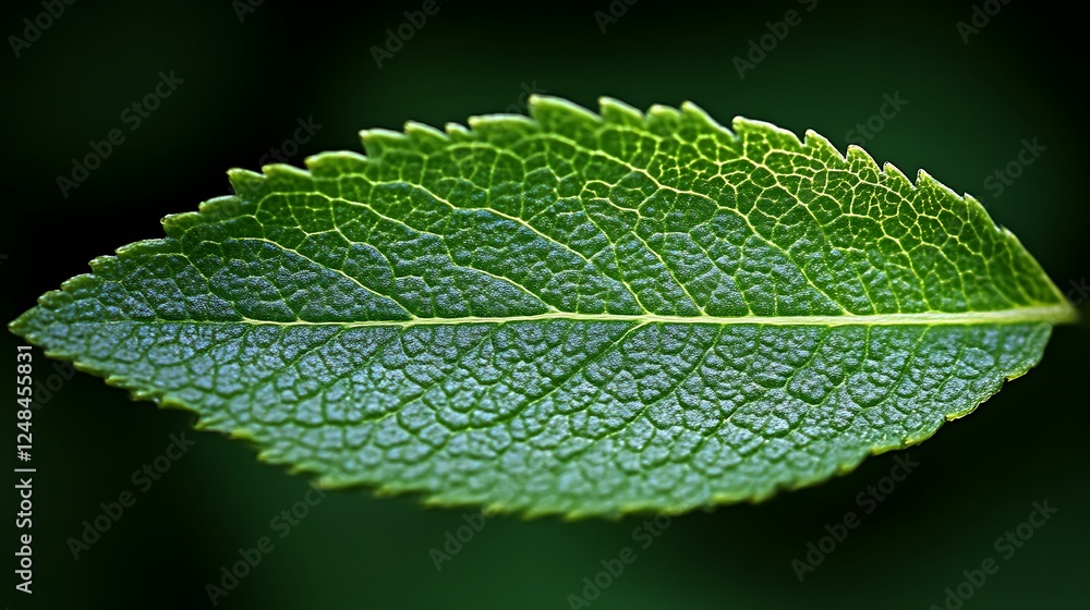 A Single Green Leaf Close Up Detail Shot A Single Green Leaf Close Up Detail Shot