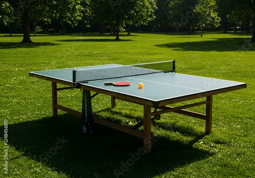 Outdoor Ping Pong Table in a Lush Green Park